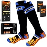 Beheizbare Socken Beheizte Socken,Heizsocken Skisocken 8000 mAh Wiederaufladbare Warme Socken Fußwärmer mit APP-Steuerung Warme Winter Socken Männer Frauen