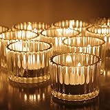 Vohocandle Klare Teelichthalter Glas Set mit 12, Teelichtgläser Vintage für Tischdekoration, Teelichtglas Klein für Hochzeit, Geburtstagsfeier, Windlichter Tischdeko(Klare, 5 cm x 3,5 cm)