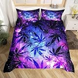 BettwäSche 135x200 Universum Maple Leaf Sternennacht Bettbezug Luxuriös Flauschig mit ReißVerschluss Fantasie BettwäSche-Sets 2 Teilig Set Weiche Atmungsaktiv Mikrofaser BettbezüGe und 2 Kissenbezug