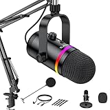 TECURS Gaming Mikrofon PC - USB Mikrofon Kit mit Stummschalten/Geräuschunterdrückung/Gain, Kondensatormikrofon RGB mit Arm, Podcast Mikrofon für Aufzeichnung/ASRM/Streaming / PS4 / PS5 / MAC