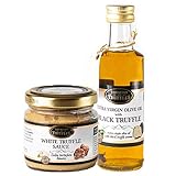 Trüffelöl Sommertrüffel Schwarztrüffel Black truffle olive oil Echte Trüffelstücke 100ml und Weißen Trüffel Feinkost White Truffle Gourmet Trüffelcreme die Delikatesse für Feinschmecker (80g)