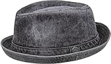 CHILLOUTS Sligo Hat - Pork Pie Hut Herren/Damen, 100% Baumwolle, Unisex Sommerhut, Tampa Hut, Atmungsaktiv, S-M, grau