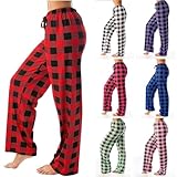 Generisch Karierte Hose Damen Weihnachtshose Weihnachts Pyjama Damen Weihnachtsschlafanzüge Damen Schlafanzughose Damen Lang Baumwolle Schlafanzughose Kariert Pärchen Pyjama Weihnachten