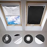 Johgee Dachfenster Rollo Thermo Sonnenschutz Silberbeschichtung Verdunkelungsrollo für VELUX Dachfenster GGU GGL GPU GPL GHU GHL GTU GTL GXU GXL (ohne Bohren mit Saugnäpfen,Größe 37x78cm)