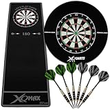 Dartset - Dartscheibe inkl. Pfeile Dartmatte Grau Surround Schwarz 6 Steeldarts Classic Set Dart Starterset