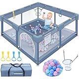 Kidsbuddy Laufstall Baby Laufstall Laufgitter Faltbar Drinnen 130x130cm Rutschfester Absperrgitter Mit Atmungsaktive Netz Schutzgitter Kind Playpen Set Mit Kugel Sicherheitsspielplatz Ställe