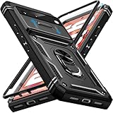 Giyer für Google Pixel 6 Hülle mit Schutzfolie, Handyhülle Pixel 6 Tache mit Kameraschutz 360° Metall Ring Ständer Stoßfest Bumper Schutzhülle für Google Pixel 6 Case Cover (Schwarz)