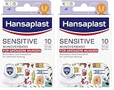 Hansaplast Sensitive Kids Wundverband (6 x 7 cm), besonders hautfreundliche Wundpflaster für mittlere bis größere oberflächliche Wunden, schmerzlos zu entfernendes Kinderpflaster (Packung mit 2)