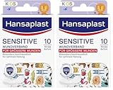 Hansaplast Sensitive Kids Wundverband (6 x 7 cm), besonders hautfreundliche Wundpflaster für mittlere bis größere oberflächliche Wunden, schmerzlos zu entfernendes Kinderpflaster (Packung mit 2)