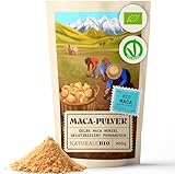 NaturaleBio Maca Pulver Bio 400g. Gelbes Wurzelpulver. Aus Peru, Bio und Rein. Gelatinisiert