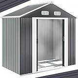 Deuba GARDEBRUK® XL Metall Gerätehaus 2m² mit Fundament 196x132x188cm Schiebetür Anthrazit Geräteschuppen Gartenhaus Schrank 4m³