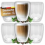 Felino® Latte Macchiato Gläser doppelwandige Thermogläser Set [6 Stück] [350 ml] Glas Tassen groß für Cappuccino, Kaffee, Espresso