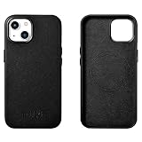 Mobiskin Hülle kompatibel mit Apple iPhone 14 (6,1 Zoll), Handyhülle mit echtem Leder, Case, Schutzhülle, dünne Handytasche, Slim Cover, Schwarz