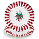 OH YEAH All I Want Einweg-Teller aus Pappe, für Weihnachten, Ø 17 cm, Teller, Becher, Servietten und Tischdecke, Weihnachtsdekoration, Design Stechpalme und rote Schleifen