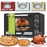 Turbotronic/Retro Minibackofen mit Umluft / 45l / schwarz, rot, blau, beige / 2000W, Mini Backofen, Pizzaofen, Grill (red)