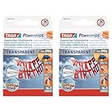 tesa Powerstrips transparent Deko - doppelseitige Klebestreifen für leichte Dekorationen, bis zu 200 g Haltekraft - selbstklebend, spurlos ablösbar - 1 x 16 Streifen (Packung mit 2)