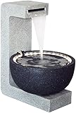 dobar® 96120e Großer Design Gartenbrunnen Juno | Terrassenbrunnen mit LED-Beleuchtung | Wasserfall aus Polyresin | Springbrunnen Outdoor | Dekorativer Zierbrunnen | 52 x 44 x 65 cm Grau/Hellgrau