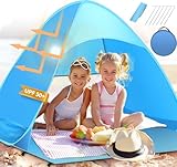 TUSVMGE Pop up Strandmuschel mit UV-Schutz 50,2-3 Personen Strandzelt Tragbar Beach Zelt Wasserdicht Extra Wurfzelt Automatisches Strand Camping Zelt für Sonnenschutz Strand Garten