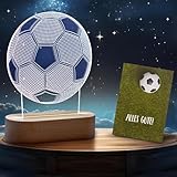 Darlena 3D Fußball Nachtlicht | Fussball Geschenke Jungen 0-15 Jahre | Fußball Geschenke für Jungs zum Geburtstag oder Weihnachten | LED Nachttischlampe Kinder dimmbar | Kinderzimmer Deko Junge