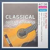 Gitarrensaiten Klassische Gitarre，Klassische Gitarrensaiten aus Nylon und Silber für Anfänger und Gelegenheitsspieler, Nylon und versilbert umsponnen（6-Saiten Set）