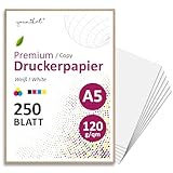 younikat DIN A5 Premium Kopierpapier I 120 g/m² I 250 Blatt in weiß I 148 x 210 mm Blanko I für Druck Basteln Karten Rezeptpapier I geeignet für alle gängigen Laser- und Tintenstrahldrucker I dv1550