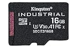 Kingston Industrial microSD -16GB microSDHC Industrial C10 A1 pSLC Karte Einzelpackung ohne Adapter- SDCIT2/16GBSP