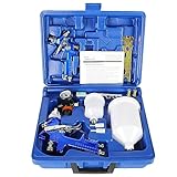 2 HVLP Lackierpistole Spritzpistole 0,8 mm 1,4 mm Düsen - Profi Sprühpistole Kit für die Deckbeschichtung von Premium-Autos und Möbeln (Blau)