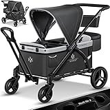 KESSER® Bollerwagen Faltbar Loops 2in1 Kinderwagen Handwagen mit Dach Transportwagen klappbar inkl. 2X 5-Punkt Gurtsystem Kinder 360° Vollgummi-Reifen Vorder- und Hinter-Bremse + Tragetasche