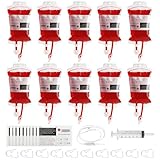 GothicBride Halloween Trinkgefäß zum Befüllen 10 Stück 350cc Blutbeutel Befüllen Getränkebehälter Wiederverwendbare Halloween Deko für Cosplay Kostüm Requisit Party