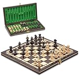 Schachspiel Schach Schachbrett Holz hochwertig 35 x 35 cm - Chess Board Set klappbar mit Schachfiguren groß für Kinder und Erwachsene