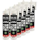 TECPO High Tack Montagekleber, 10x 455g zum Kleben, Dichten und Montieren Baukleber für Innen-und Außenbereich MS-Polymer Baukleber mit starker Anfangshaftung für Bauteile Kleben statt Bohren