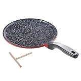 FLOVIA COOK BY NATURE Crepe Pfanne Induktion 28cm Rot, mit Spachtel, PFOA- und PFOS-frei, geeignet für alle Herdarten einschließlich Induktion