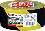 tesa Signal Markierungsklebeband PREMIUM - selbstklebendes Warnband zur permanenten Markierung und Kennzeichnung von Gefahrenzonen - aus robustem PVC - 66 m x 50 mm - Schwarz / Gelb