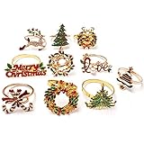 Josenidny Weihnachtsringe – Set mit 10 Serviettenringen für die Dekoration von Weihnachtstischen, Feiertagen, Schnalle