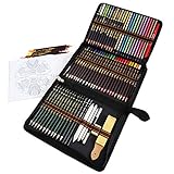 YJYHART 72 Buntstifte Set, Professionelles Zeichnen Set Mit Farbstiften, Graphit- Und Kohle-Bleistiften Und Zubehör - Ideales Schulbedarf Und Künstlerbedarf