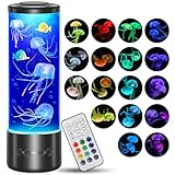 Radikor Quallen lampe mit 17 Farben und Fernbedienung, Jellyfish Lamp mit 4 Lichtmodi, LED Quallen Aquarium Lampe für Kinder Erwachsene, Quallen Lavalampe Stimmungslicht für Entspannung Wohndekoration