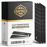 KRAFTFELS 25x Profi Cuttermesser Klingen 18mm - Ersatzklingen Cuttermesser aus hochwertigem Carbonstahl - Klingen Cuttermesser - Ultra scharf & stabil - Abbrechklingen für Cutter Messer – Schwarz