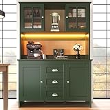 Küchenschrank, Sideboard mit LED-Beleuchtung,Hochschrank Küchenbuffet mit 4 Türen und 3 Schubladen Buffetschrank,Großer Stauraum,für Küche, Wohnzimmer, Esszimmer 120 x 40 x 179 cm