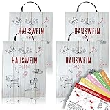 Hauswein Rot Rotwein, halbtrocken, Bag-in-Box, sortenreines Weinpaket + VINOX Winecards (4x3,0l)