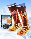 2026 Upgraded Beheizbare Socken,5000mAh*2 Wiederaufladbare Heizsocken,3 Temperaturen mit 360°Heizung Beheizte Socken,Waschbare Beheizbare Socken Damen Herren für Ski Jagen Wandern, Einheitsgröße