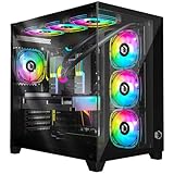 EMPIRE GAMING - (2024 Neu) Gamer PC-Gehäuse CM-242 – ARGB Medium Tower ATX, Micro-ATX und ITX – 7 Lüfter 120 mm 3 Pins 5 V LED RGB Adressierbar – MB Sync – Mid Tower Schwarz