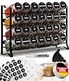 Deco haus® Gewürzregal Stehend & Wand [MIT 28 GLÄSERN & ETIKETTEN] - Gewürz Organizer - Gewürzregal Wand - Gewürzregale Spice Rack Organizer - Gewürzständer Gewürzregal Hängend - Gewürzregal Schrank