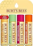 Burt's Bees 100 % natürlicher, feuchtigkeitsspendender Lippenbalsam, Frisch geerntet - Bienenwachs, Gurke-Minze, Wassermelone und süße Mandarine - {4 Tuben × 4.25g }, 4 Stück (1er Pack)