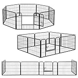 Juskys Welpenauslauf — Welpenlaufstall 8-teilig aus Metall — Freigehege mit Tür — Welpengitter für Hunde, Hasen & Kleintiere (160x 160 x 60 cm)