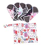 TOBBOMEY Wiederverwendbare Damenbinden mit Starker Saugfähigkeit und Geruchsneutralisation Waschbare Menstruationspads im Inkl Diskretem Aufbewahrungsbeutel für Hygienische Zufällige Farbe