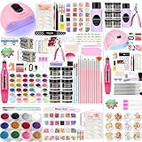 Professionelles Nagelstudio Set mit Nagelfräser & UV-Lampe - Gelnägelset inkl. Acrylpulver, Nagelfeilen, Zubehör für Nail Art, UV-Gel Design - Komplettset für zu Hause und Salon