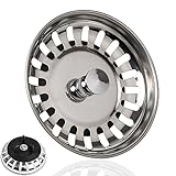 Spülbecken Siebkörbchen, 1 Set, Ø 80 mm, kompatibel mit IKEA Siphon ATLANT und DOMSJÖ, Siebkorb mit verbesserter Gummidichtung, passend für Atlant Spültisch und Domsjö Spüle, Stöpselsieb Ersatz Teil