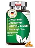 EINFÜHRUNGSANGEBOT: DocVital® Glucosamin Chondroitin MSM Kapseln hochdosiert [180 Stück] - Gelenkkapseln mit Hyaluronsäure, Vitamin C & Kurkuma - Gelenke & Knorpel - Made in Germany