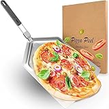 HONH - Pizzaschieber Edelstahl - Extra große Schaufel (33 x 38 cm) - Premium Pizzaschaufel mit extrem stabiler Form und praktisch faltbarem Griff - Pizzaheber für Pizzastein