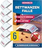 Gerobug Bettwanzenfalle 6 Stück - Effektive Klebefallen mit starkem Lockmittel zur Früherkennung von Bettwanzen - Monitoring ohne Chemie & sofort einsatzbereit - Mit Tipps zur Bettwanzen-Bekämpfung